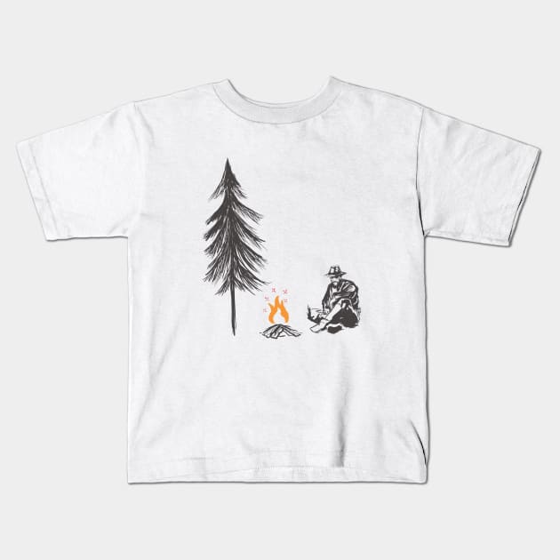 Resting Campfire Kids T-Shirt by Vertei